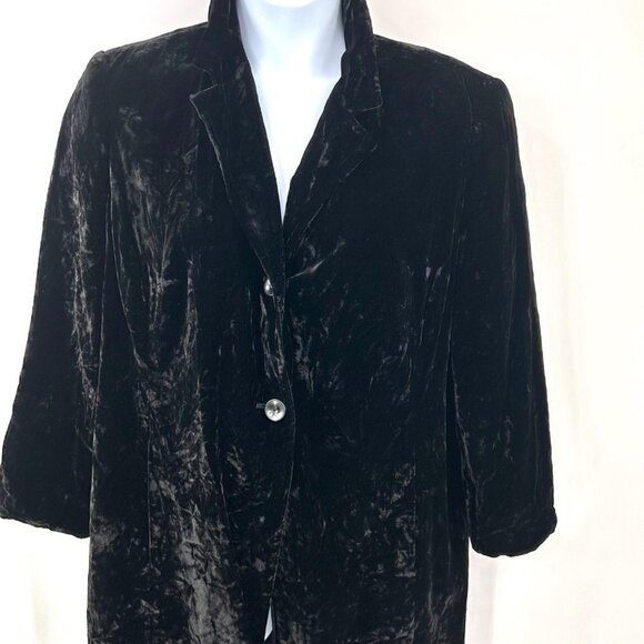 BLACK CRUSHED VELVET INC INTERNATIONAL CONCEPTS WOMAN LONG JACKET - 16W - Picture 2 of 5